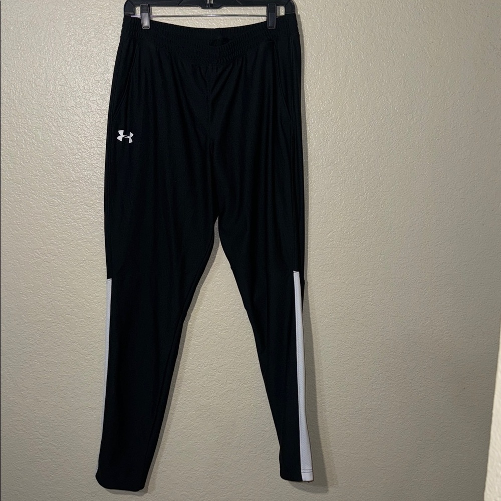 Under Armour Fitted Athletic Pants Men’s L Black Workout Zipper Leg Activewear